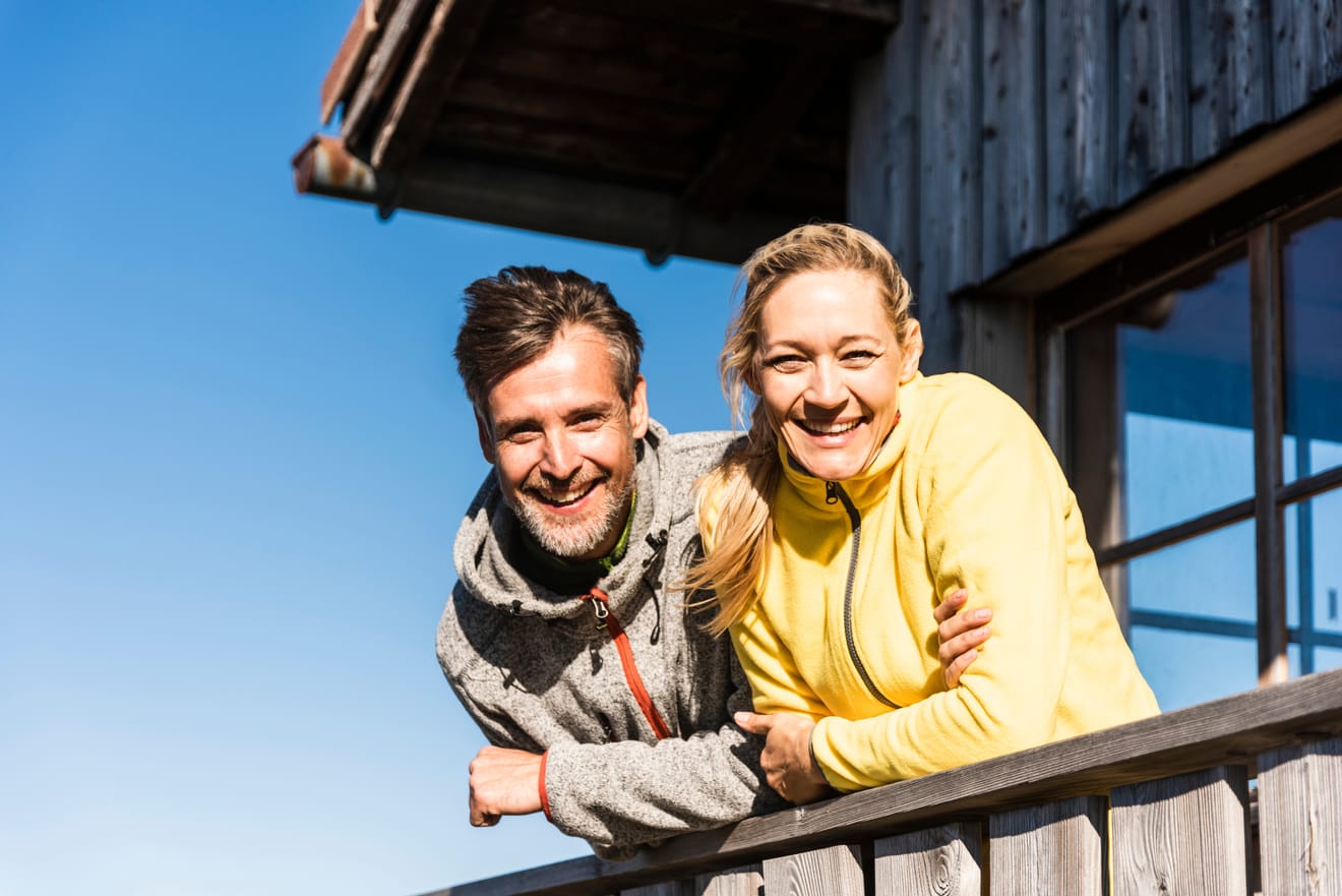 Smiling couple outdoors